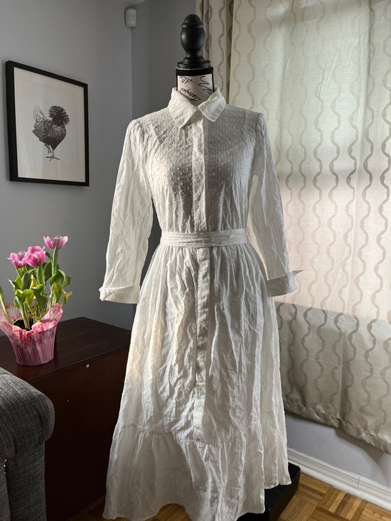 Taylor Dresses & Skirts - SOLD Taylor White Quiet Luxury 100% Cotton Dotted Swiss Summer Cottagecore